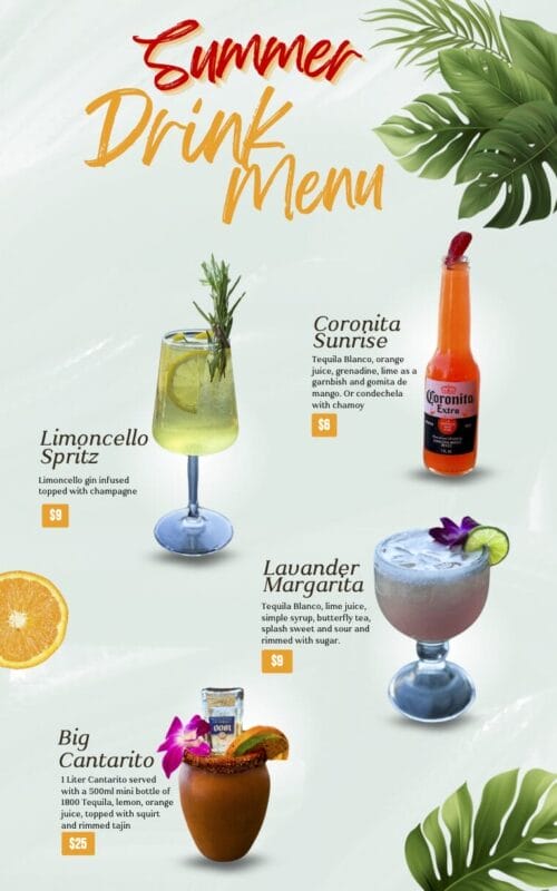 Summer Drink Menu La Condesa